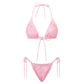 Women 2 Pieces Bikini Swimsuit Spaghetti Strap Top Tie Side Triangle G-Thong Bathing Suit Beach Holiday Swimwear