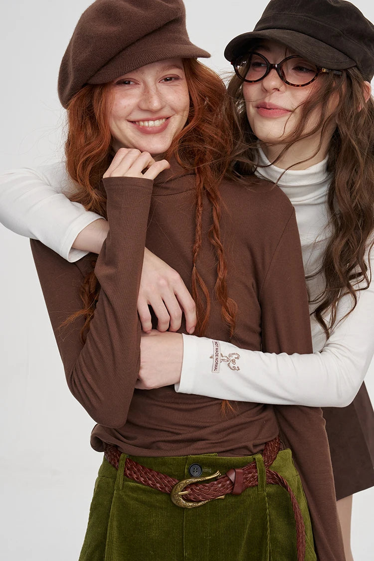 Women's Turtleneck Knit Sweater with Solid Color, Casual Slim Long Sleeve Pullover for Daily Wear, Basic Fall Winter Top