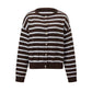 Womens Striped Knit Cardigan Round Neck Button Front Long Sleeve Loose Fit Casual Sweater Winter Fall Knit Outerwear