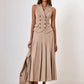 Autumn Two Piece Sets Women Double-breasted Vest And Split Skirt Matching Sets Fashion Long Pleated Skirt Two Piece Set