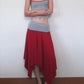 Color Blocking Design 2 Piece Set Woman Low-Neck Backless Navel Exposed Tops+Irregular Hem Long Skirts Elegant Suits