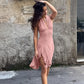 Sexy Deep V Neck Backless Midi Dress Flowy Elegant Pink Dresses 2025 Woman Clothes