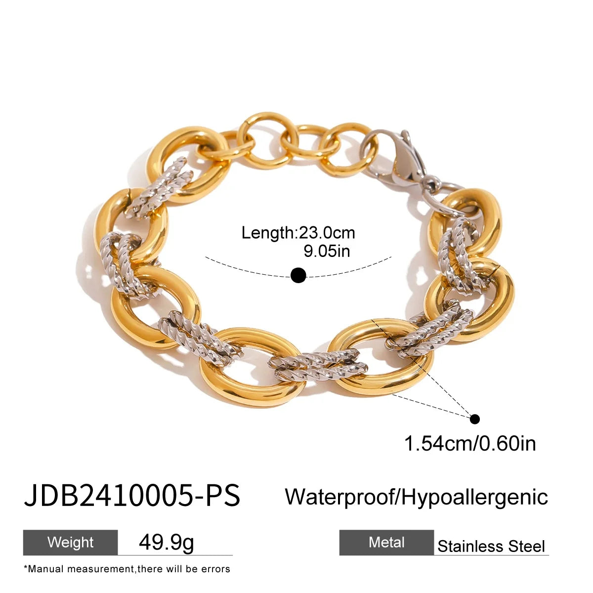 Women's Stainless Steel Two Color Design Necklace 18k Gold Color Plated Twisted Splicing Stackable Waterproof Jewelry