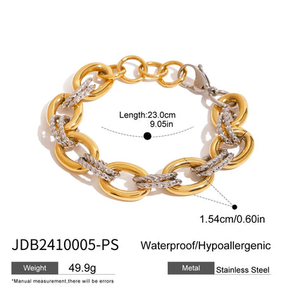 Women's Stainless Steel Two Color Design Necklace 18k Gold Color Plated Twisted Splicing Stackable Waterproof Jewelry