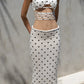 Polka Dots Print 2 Piece Set Women Halter Plait Hollow Stripe Camisole+Mid Skirts Simple Streetwear Matching Outfits