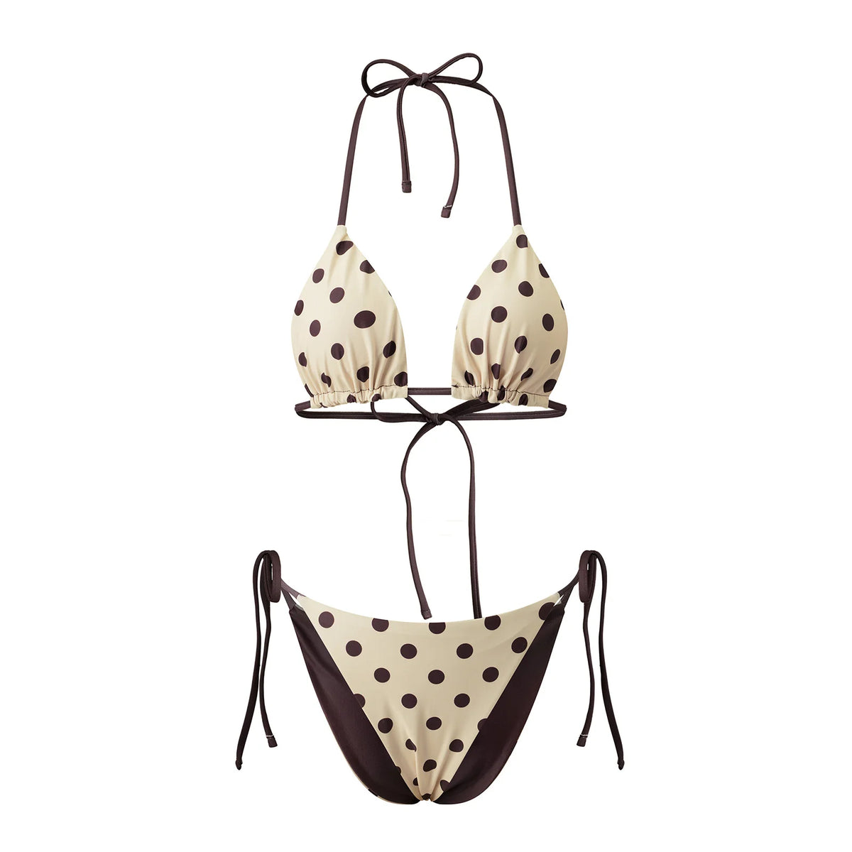 Women Reversible Two Piece Swimsuit Halter String Triangle Bikini Sets Tie Side Cheeky Thong Brazilian Bathing Suit