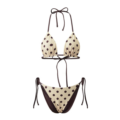 Women Reversible Two Piece Swimsuit Halter String Triangle Bikini Sets Tie Side Cheeky Thong Brazilian Bathing Suit