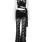 Jacquard Women 2 Piece Set Thin Summer Trend Backless Bandage Cross Tank Tops+Skirts Pants Matching Clubwear Outfits