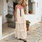 Women Long Dress 3D Floral Decor Sleeveless V-Neck Cami Dress Summer Fashion Ruffles Casual Spaghetti Strap Party Dress
