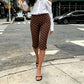 Women Y2K Polka Dot Print High Waist Cropped Pants Slim Fit Bodycon Capri Trousers Retro Streetwear Casual Daily Outfit