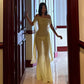 Sexy See Through Mesh Vacation Dresses Yellow Off Shoulder Backless Long Maxi Dress 2026 Fashion Trends Woman