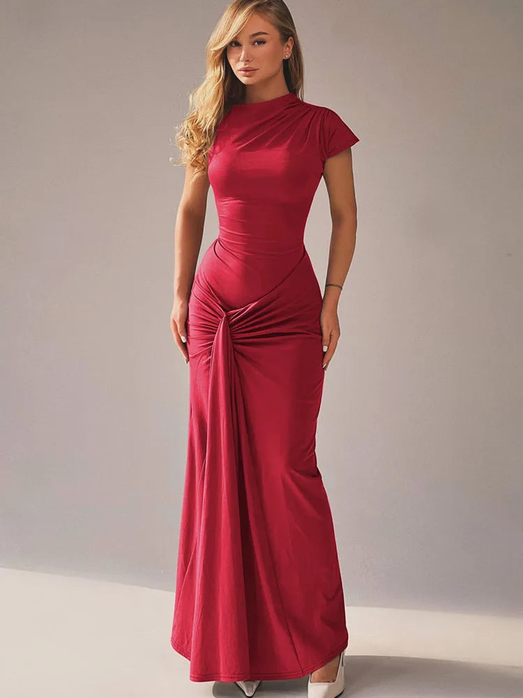 Women's Summer High Waist Sexy Maxi Dress O-Neck Sleeveless Bodycon Lace Up  Fashion Evening Party Long Dresss