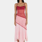 Women Color Block Lace Sexy Midi Dress Spaghetti Strap Sleeveless Asymmetrical Hanky Hem Party Beach Vacation Dresses