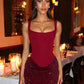 Sleeveless Sequined Mini Dresses Burgundy Black Birthday Dress Luxury Sexy Outfits Woman Club Wear