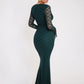 Elegant Lace Long Sleeve Sexy Maxi Dress For Women Fashion Deep V Neck Bodycon Party Club Sexy Long Dress Fashion