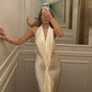 Summer White Dress Evening Party Elegant Satin Deep V Neck Backless Split Long Dresses for Woman Clothing