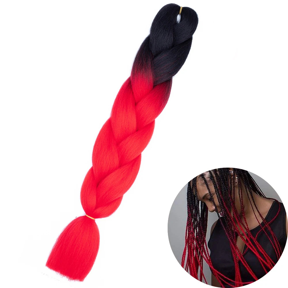 Synthetic Jumbo Braiding Hair Extension 24 Inch Heat Resistant Fiber In Bulk Ombre Jumbo Braids Hair For Black Women