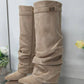 Autumn and Winter New Pointed Metal Buckle Knee High Women's Boots, Thick High-heeled Pants Boots, Fashionable Mid Leg Boots