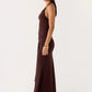 Halter Deep V Neck Sexy Maxi Dress Women Elegant Off-shoulder Sleeveless Backless Draped Ruched Slinky Club Party Dress