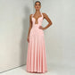 Elegant Deep Plunge Halter Backless Maxi Dresses 2026 Woman Wedding Guest Party Dress Pink