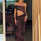 Leopard Print Dress Women Y2K Waistless One Shoulder Sleeveless Ruffles Sexy Beach Party Vacation Chic Club Vestidos