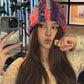 Dopamine Colorful Vertical Striped Rolled Edge Beanie For Women