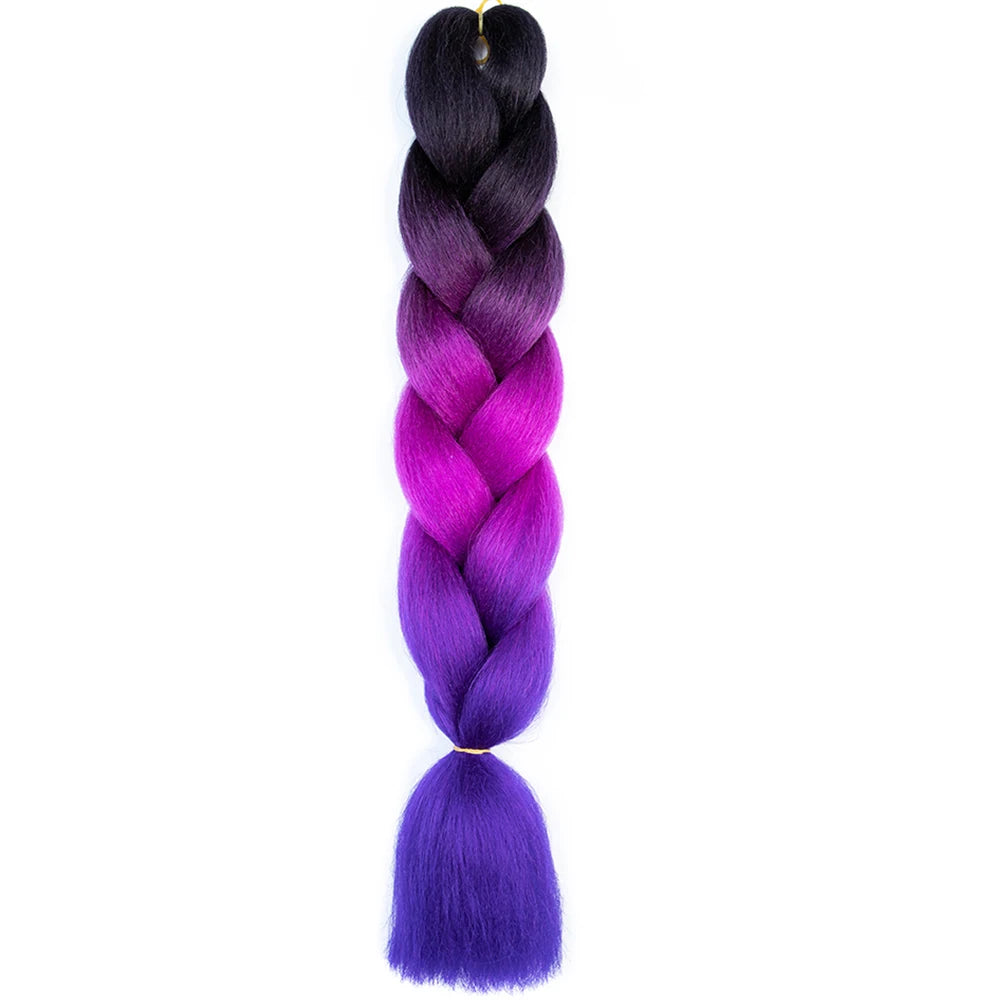 24 Inch Jumbo Box Braids Extensions Synthetic Braiding Hair DIY Hair Braids For Children Pink Purple Yellow Gray