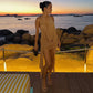 Sexy Open Back Mini Dress Plunging Cowl Neck Cascading Side Drapes Beach Vacation Dresses for Woman