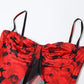 Red Floral High Low Dress Woman Sexy Sleeveless Asymmetrical Ruffled Long Dresses