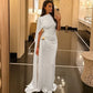 One Shoulder Draped Cape Maxi Dress Pink Elegant Luxury Evening Party Dresses for Woman Birthday