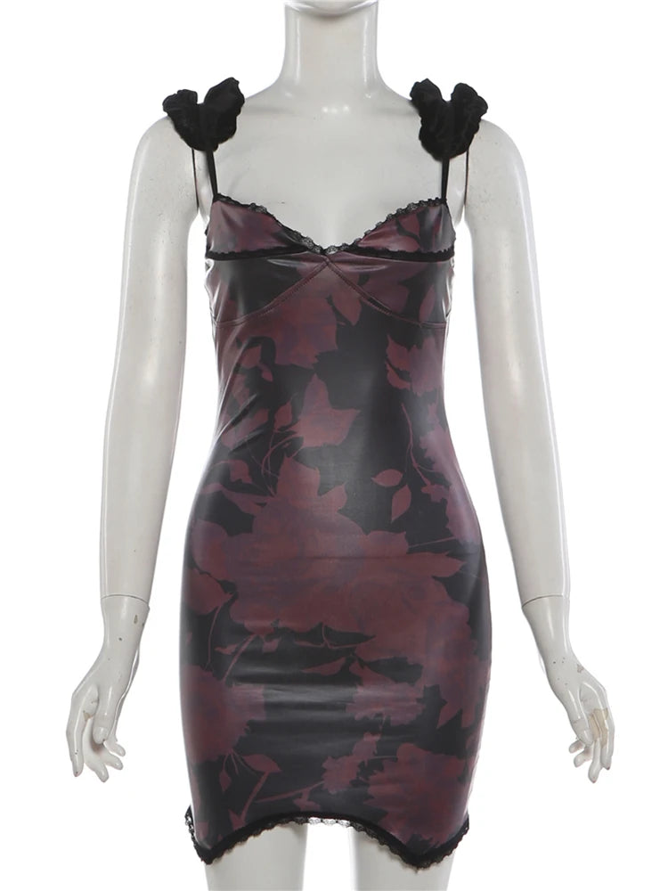 Lace Dress Women Low-Neck Glitter Laser Sleeveless Sexy Midnight Hollow Prom Party Fashion Skinny Coquett Mini Bodycon