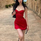 Low-Neck Dress Women Lace Patchwork Sleeveless Skinny Satin Summer Trend Party Midnight Sexy Chic Classic Bodycon