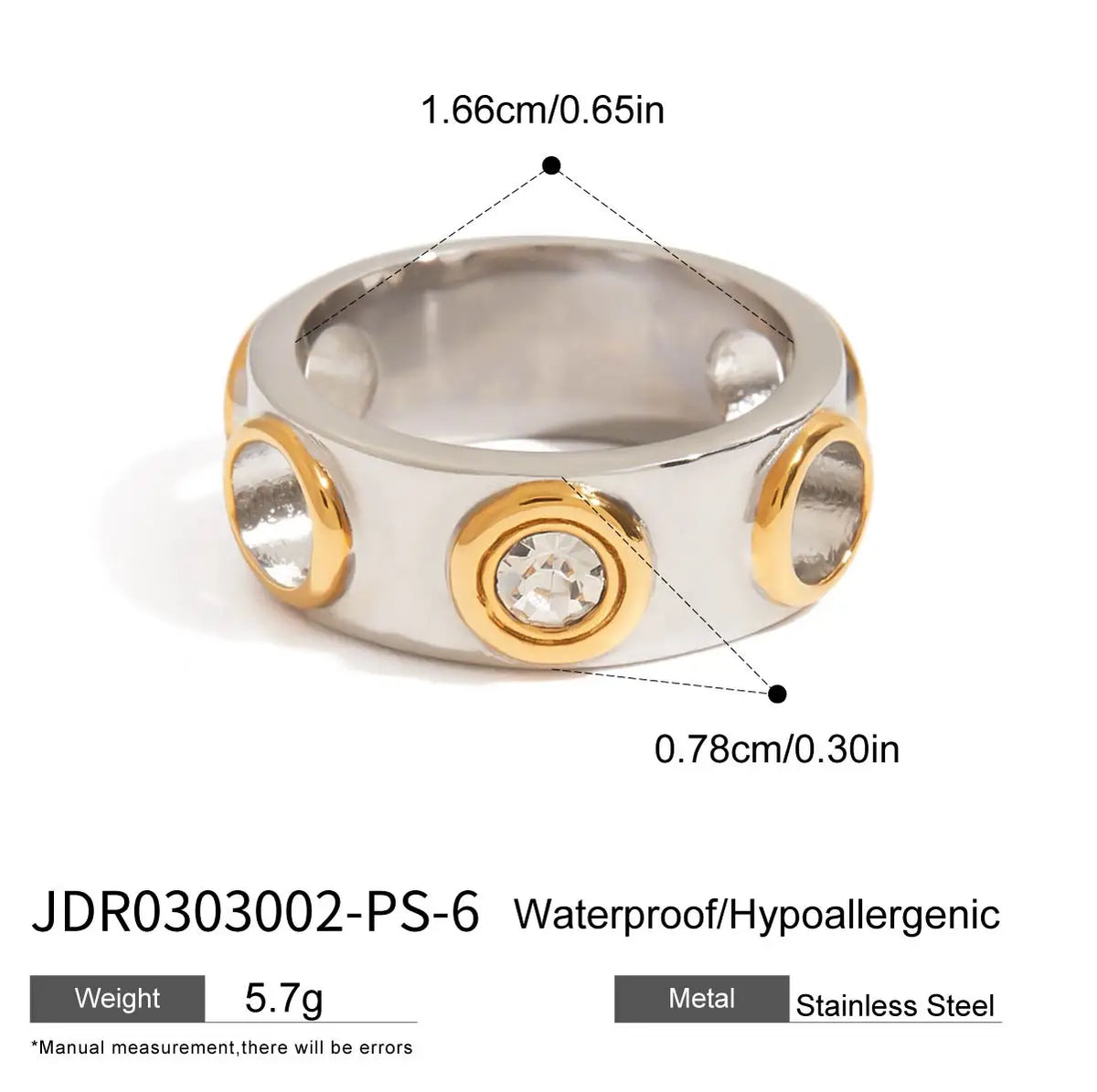 18K Gold Plated Stainless Steel Geometric Fashion Ring Waterproof Anti Allergic colorfast Fashion Jewelry Unisex 2024