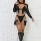 Sexy Coquette 3Piece Set Women Glitter Tassel Beach Vacation Long Sleeve Shawl+Bra Tops+Briefs Clubwear Midnight Suit