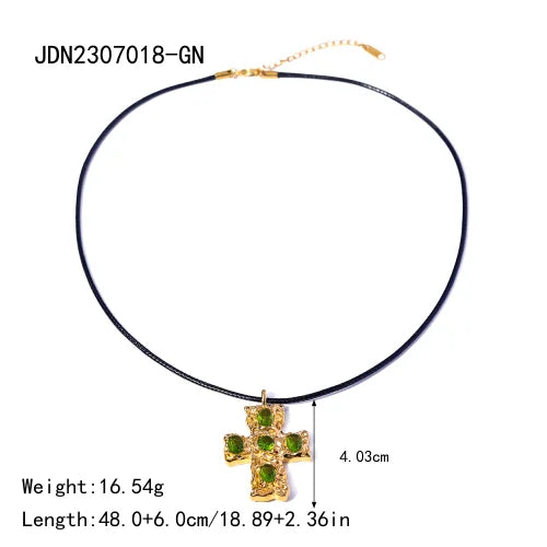 Trendy Stainless Steel Waterproof Irregular Geometric Metal Wax Rope Necklace Gold Silver For Women Jewelry Gift