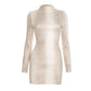 Hottie Snake Pattern Dress Women Winter Trend Full Sleeve Sexy Street Midnight Activity Stretch Skinny Mini Bodycon
