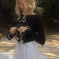 Ruffled Knit Sweater Cardigan Female Lace-Up Patchwork Long Sleeve Cropped Top Coat Streetwear Autumn Women Knitwear Top