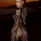 Sexy Striped Print Jumpsuits Women Wild Style Turtleneck Full Sleeve Midnight Party Club Stretch Streetwear Overalls