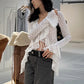 Jacquard t-Shirt Women Bandage Ruffles v-Neck Irregular Hem Elasticity Flare Sleeve Sexy Street Fashion Clubwear