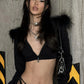 Furry Patchwork Jacket Women Hooded Autumn Trend Zip Super Short Full Sleeve Simple Wild Gothic Punk Street Club Coat