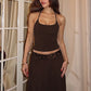 Halter Top And Midi Skirt Sets Women Elegant Sleeveless Backless Bodycon Two Piece Set Female Club Party Dress Set