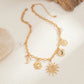 Vintage Sunflower Moon Scallop Pendant Choker Necklace for Women Collares Trend Goth Clavicle Chain Daily Jewelry Gift