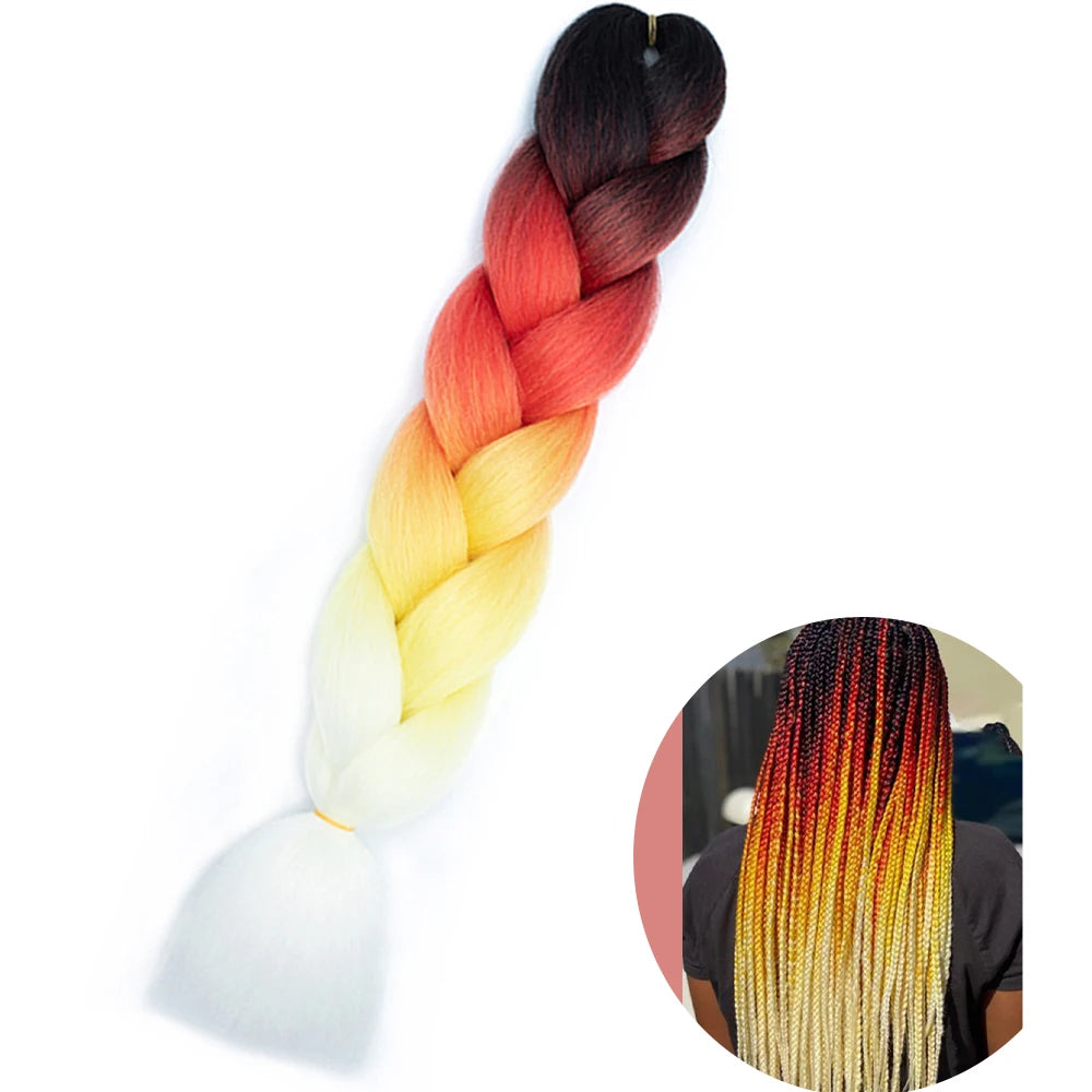 Synthetic Jumbo Braiding Hair Extension 24 Inch Heat Resistant Fiber In Bulk Ombre Jumbo Braids Hair For Black Women