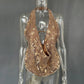 Sexy Glitter Sequin Tank Tops Women Y2K Fashion Deep V-neck Hollow Out Cropped Tops Tee Summer New Backless Beach Tops