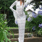 See Through Lace Sexy Deep V Neck Flared Sleeve Long Dresses for Women 2024 Weddings Party White Black Dress