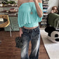 Loose t-Shirt Women Off-Shoulder Batwing Sleeve Folds Leisure Comfortable Summer Fashion Daily Commute Streetwear