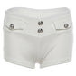 Button Decoration 2-Piece Set Women Low-Neck Striped Decoration Tank Top+Elastic Waist Hottie Short Fashion Clubwear