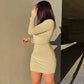 2 Piece Sets Women Outfit Skirt and Top Long Sleeve Bodycon Short Dress Suits Fall Winter Matching Sets