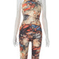 Aesthetics Print Jumpsuits Women Halter Sexy Backless Skinny Peach Buttocks Midnight Club Party Wild Styel Overalls