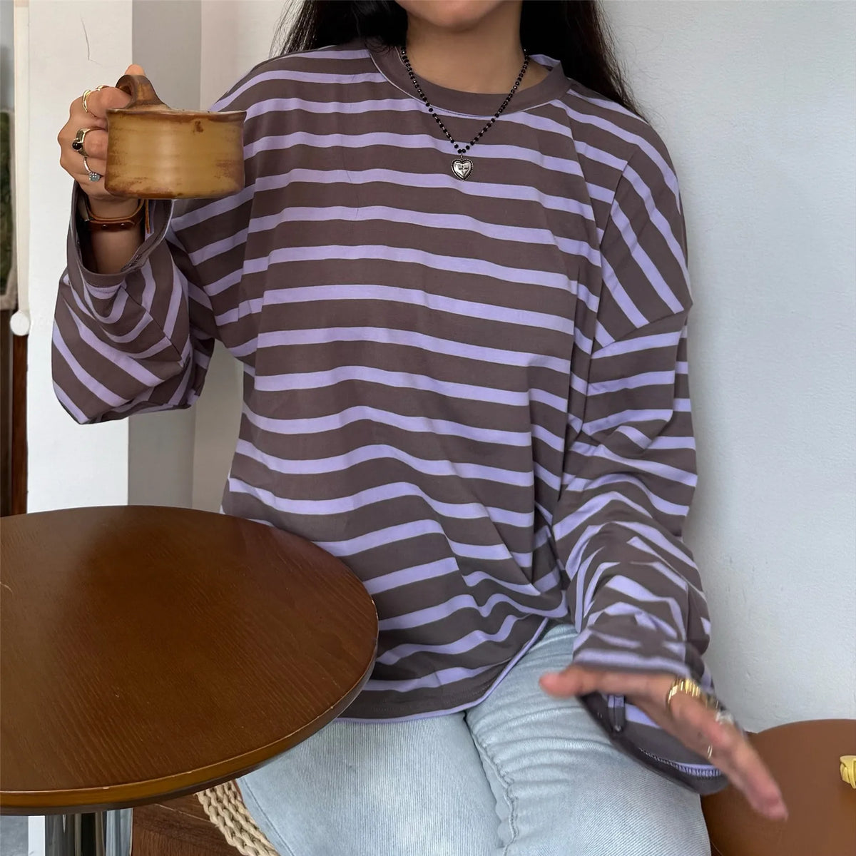 Autumn Spring Long Sleeve Striped T-Shirts Women Basic Casual Tops Female Cozy Loose Blouse Tees Harajuku T Shirt New